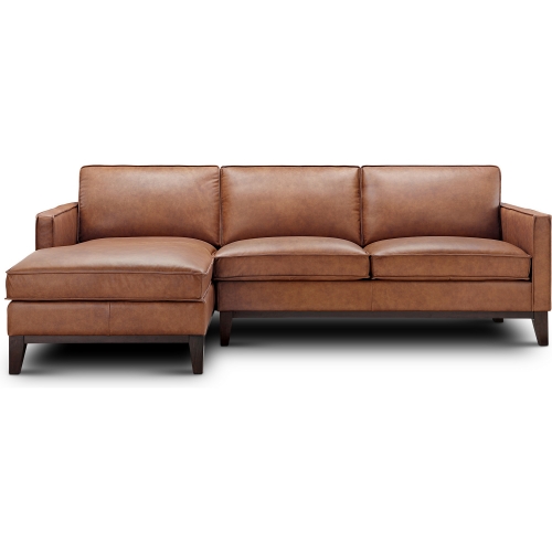 Chelsea Sectional Sofa w/ Left Facing Chaise in Honey Brown Top Grain Leather